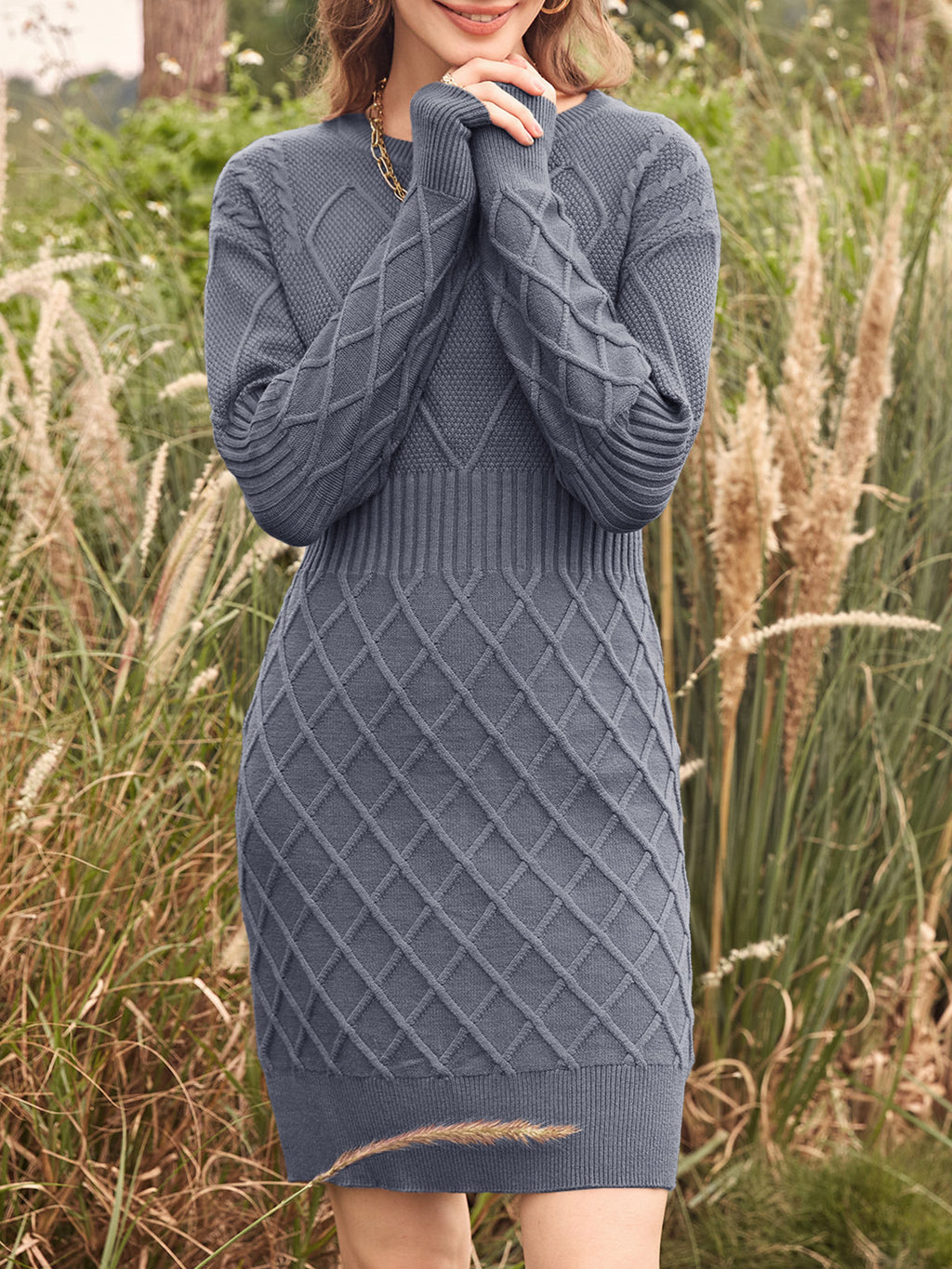 Saodimallsu Womens Bodycon Mini Sweater Dress
