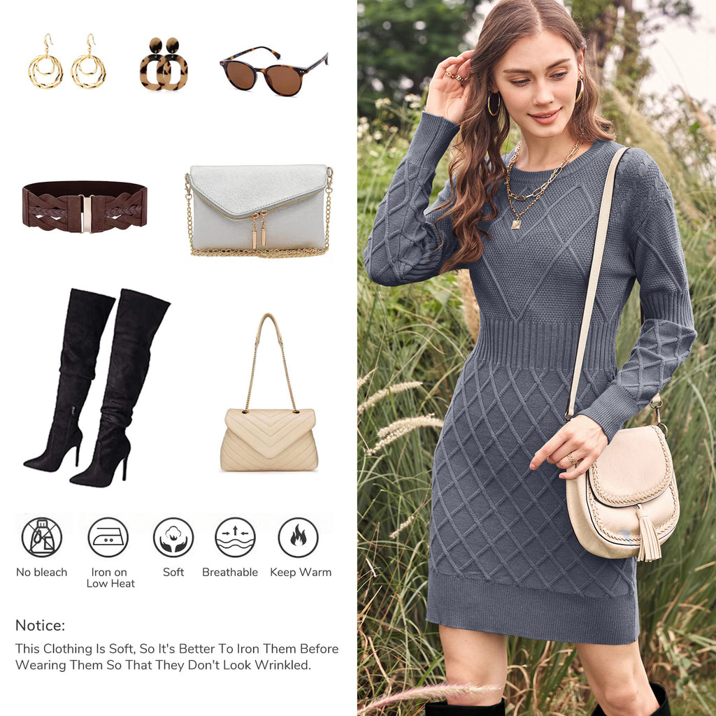 Saodimallsu Womens Bodycon Mini Sweater Dress