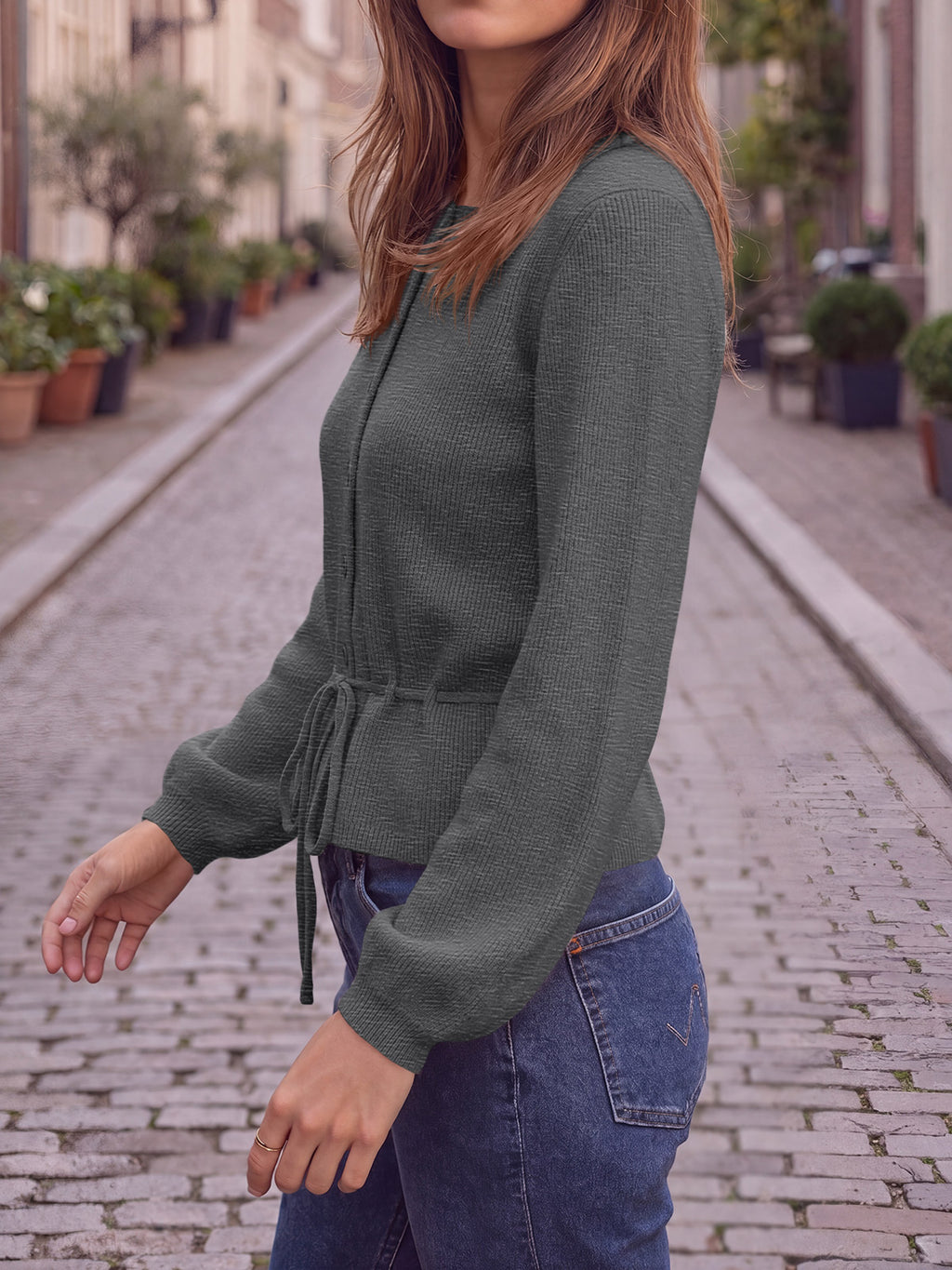 Saodimallsu Women Cropped Button Up Cardigan
