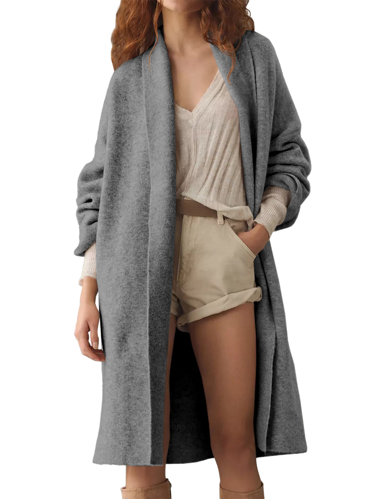 Saodimallsu Womens Oversized Open Front Cardigan