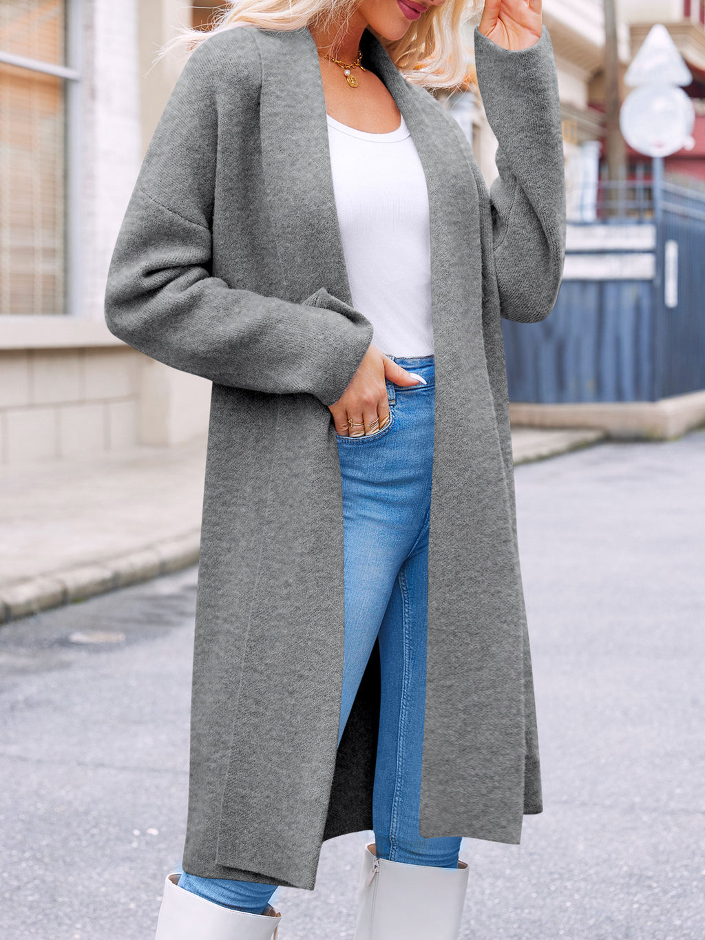 Saodimallsu Womens Oversized Open Front Cardigan