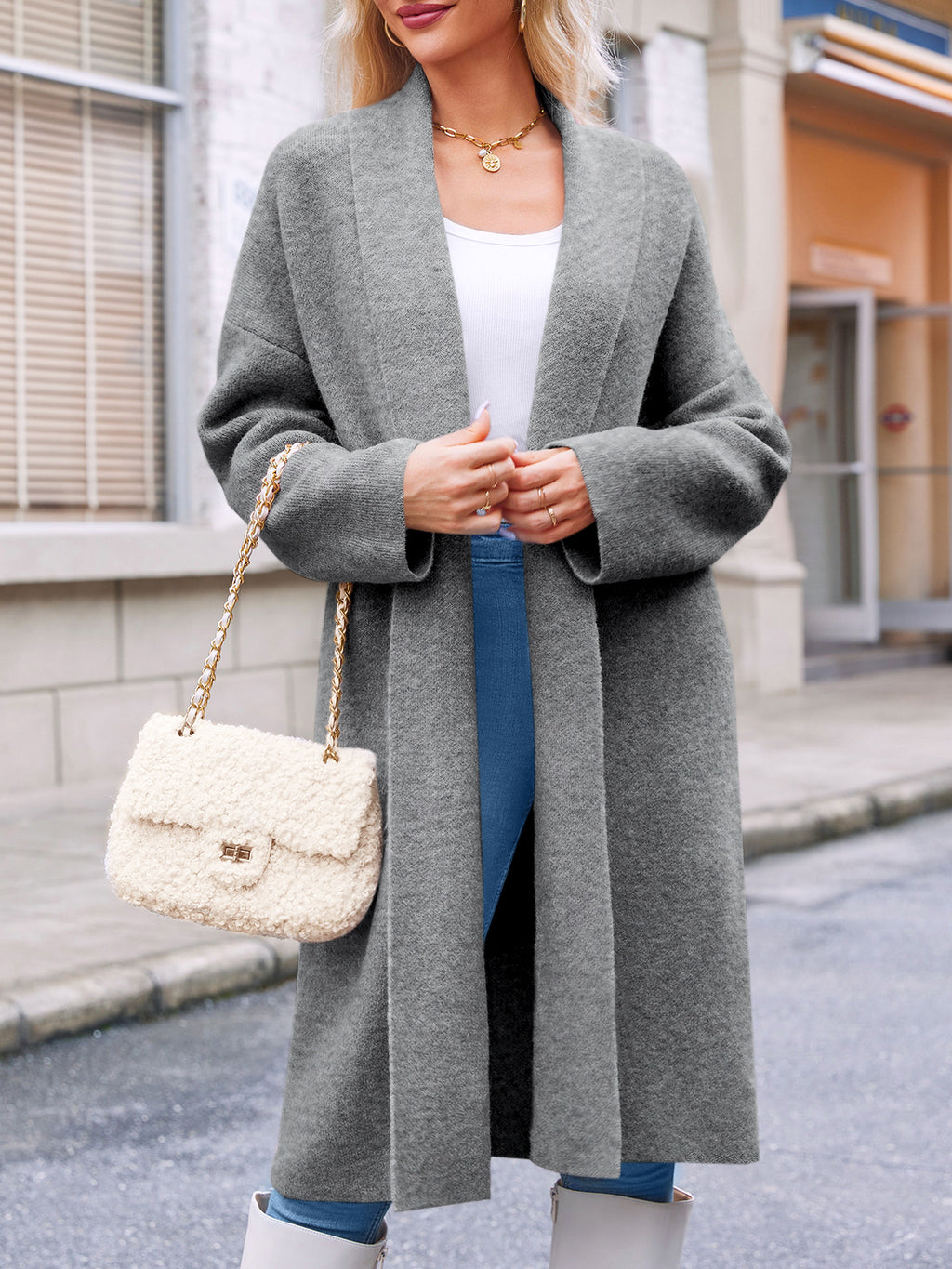 Saodimallsu Womens Oversized Open Front Cardigan