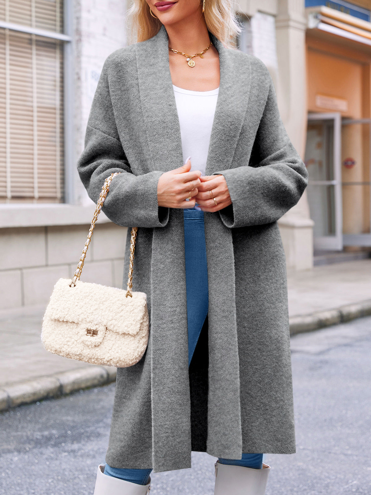 Saodimallsu Womens Oversized Open Front Cardigan
