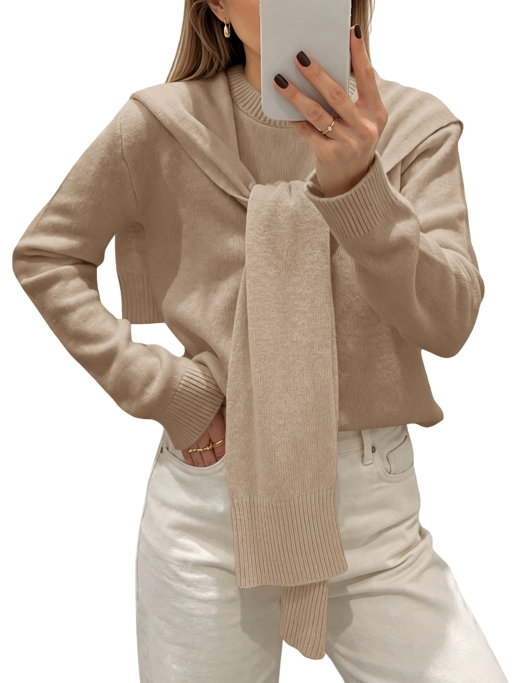 Saodimallsu Women Crew Neck Pullover Sweaters