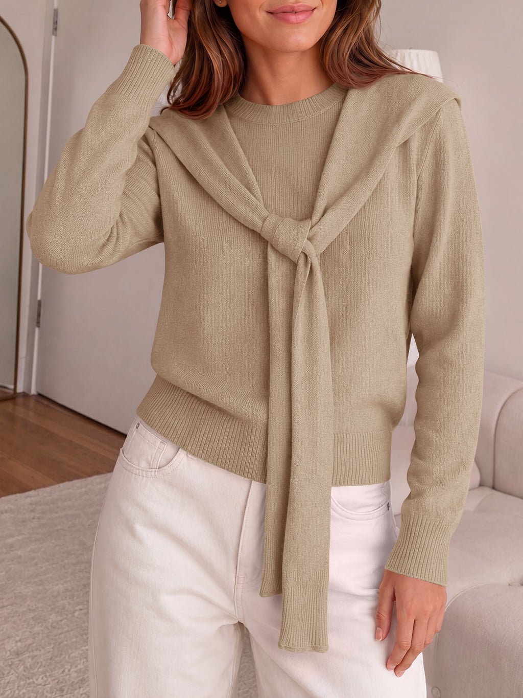 Saodimallsu Women Crew Neck Pullover Sweaters
