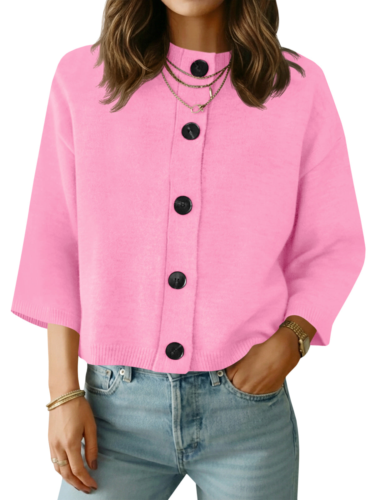 Saodimallsu Womens Short Sleeve Button Down Cardigan