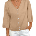 Womens Summer Lightweight V Neck Half Sleeve Knit Cardigans