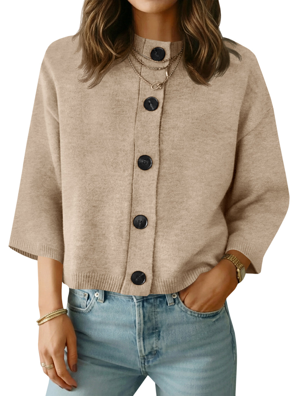Saodimallsu Womens Short Sleeve Button Down Cardigan