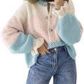 Saodimallsu Womens Striped Ruffle Sleeve Cardigan Coats