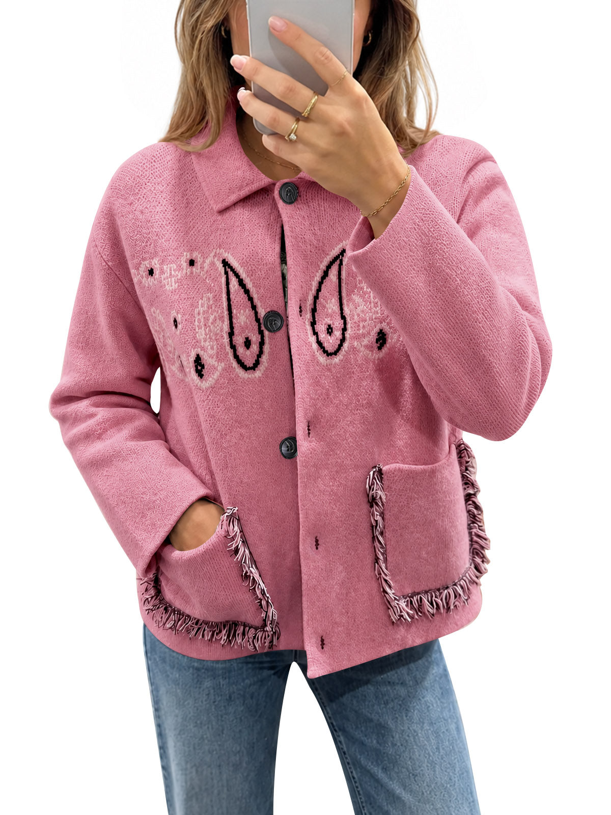 Saodimallsu Womens Boho Fringe Cardigan