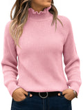 Saodimallsu Womens Ruffle Mock Neck Sweater