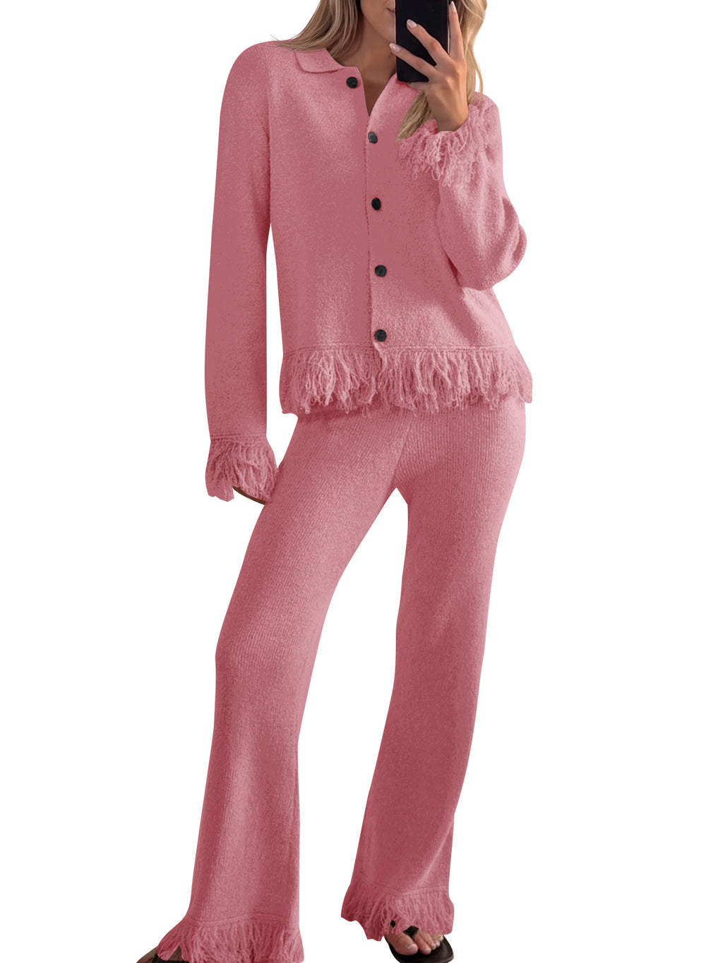 Saodimallsu Womens Fringe Sweater Sets
