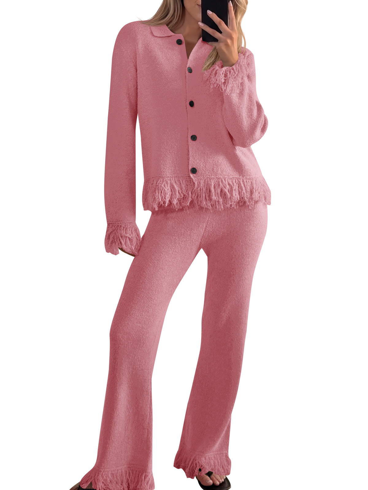 Saodimallsu Womens Fringe Sweater Sets