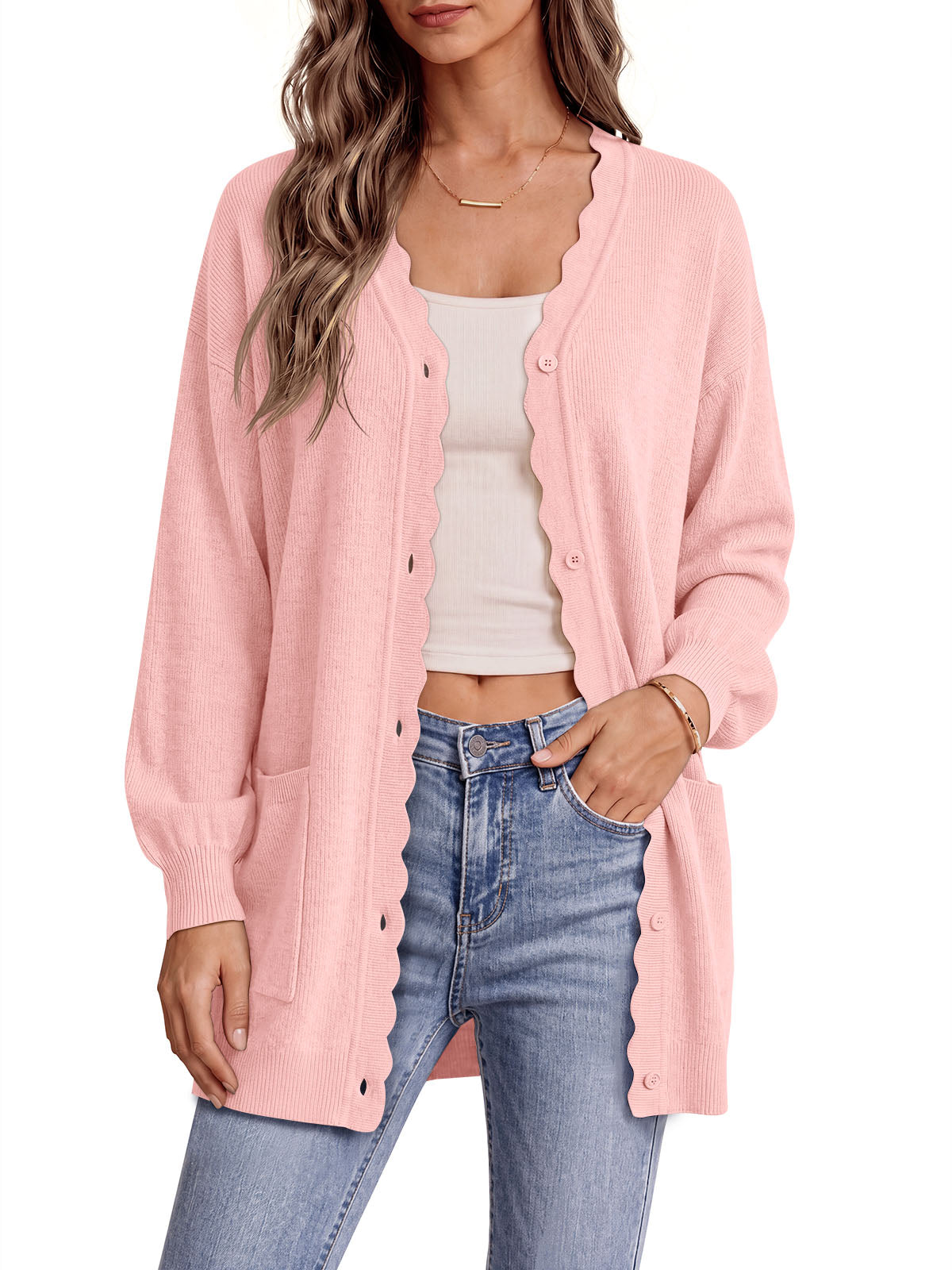 Saodimallsu Womens Oversized V Neck  Cardigan