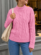 Saodimallsu Womens Mock Neck Cable Knit Sweater