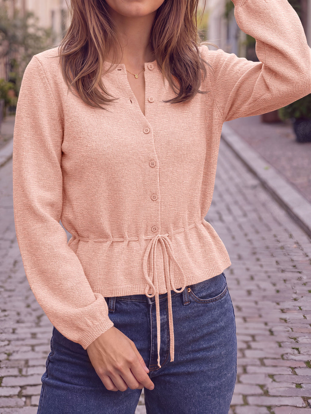 Saodimallsu Women Cropped Button Up Cardigan