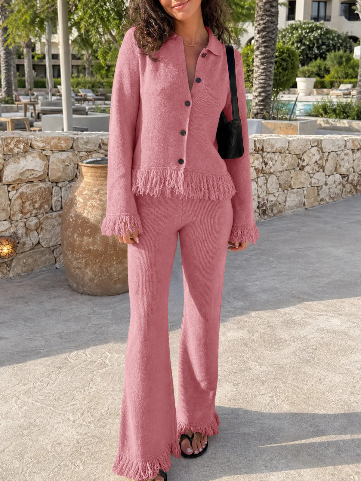 Saodimallsu Womens Fringe Sweater Sets