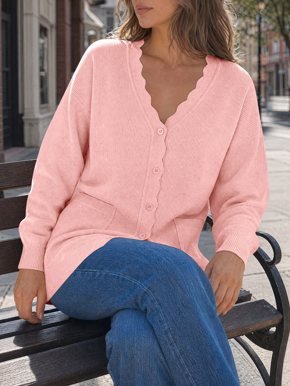 Saodimallsu Womens Oversized V Neck  Cardigan