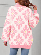 Saodimallsu Womens Floral Mock Neck Chunky Sweater