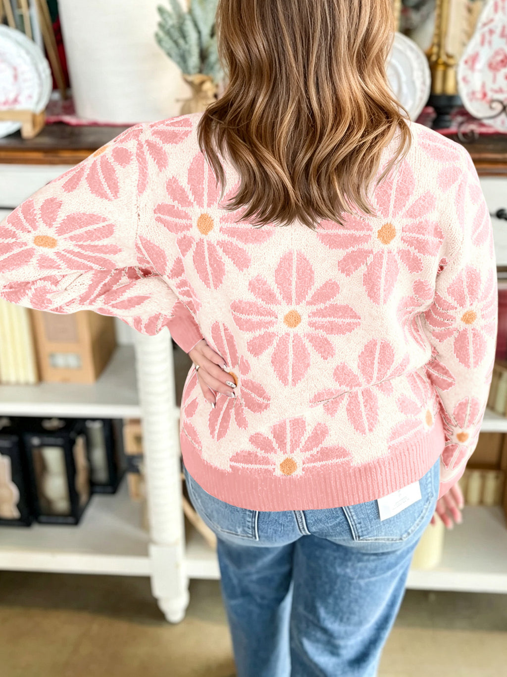 Saodimallsu Womens Floral Button Up Vintage Sweater