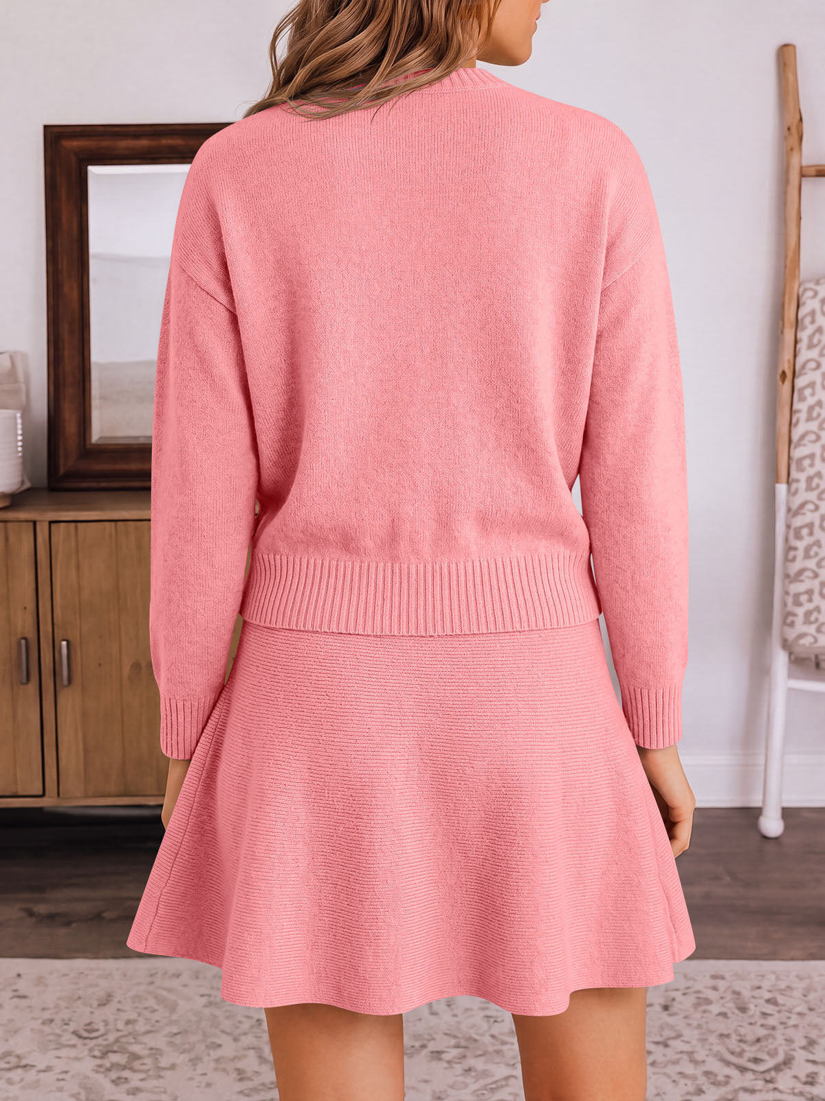 Saodimallsu Women 2 Piece Sweater Skirt Set