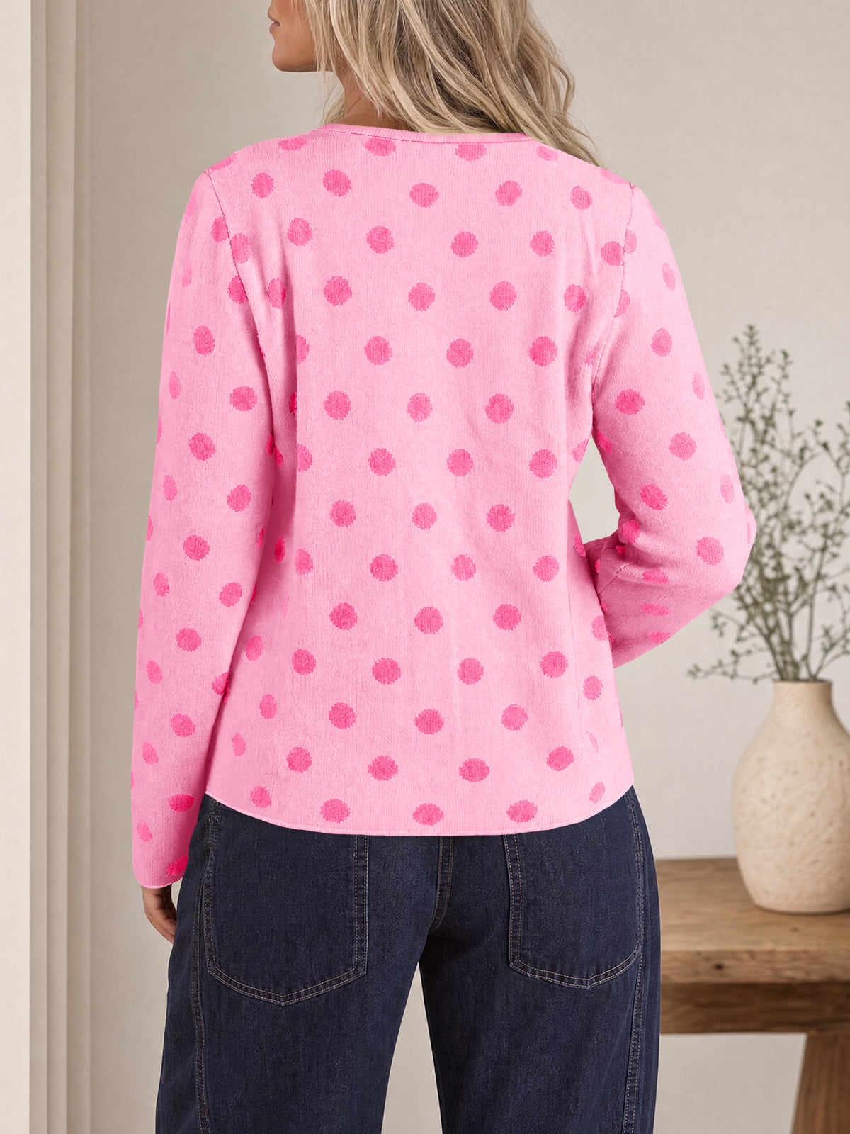 Saodimallsu Womens Polka Dot Button Up Cardigan