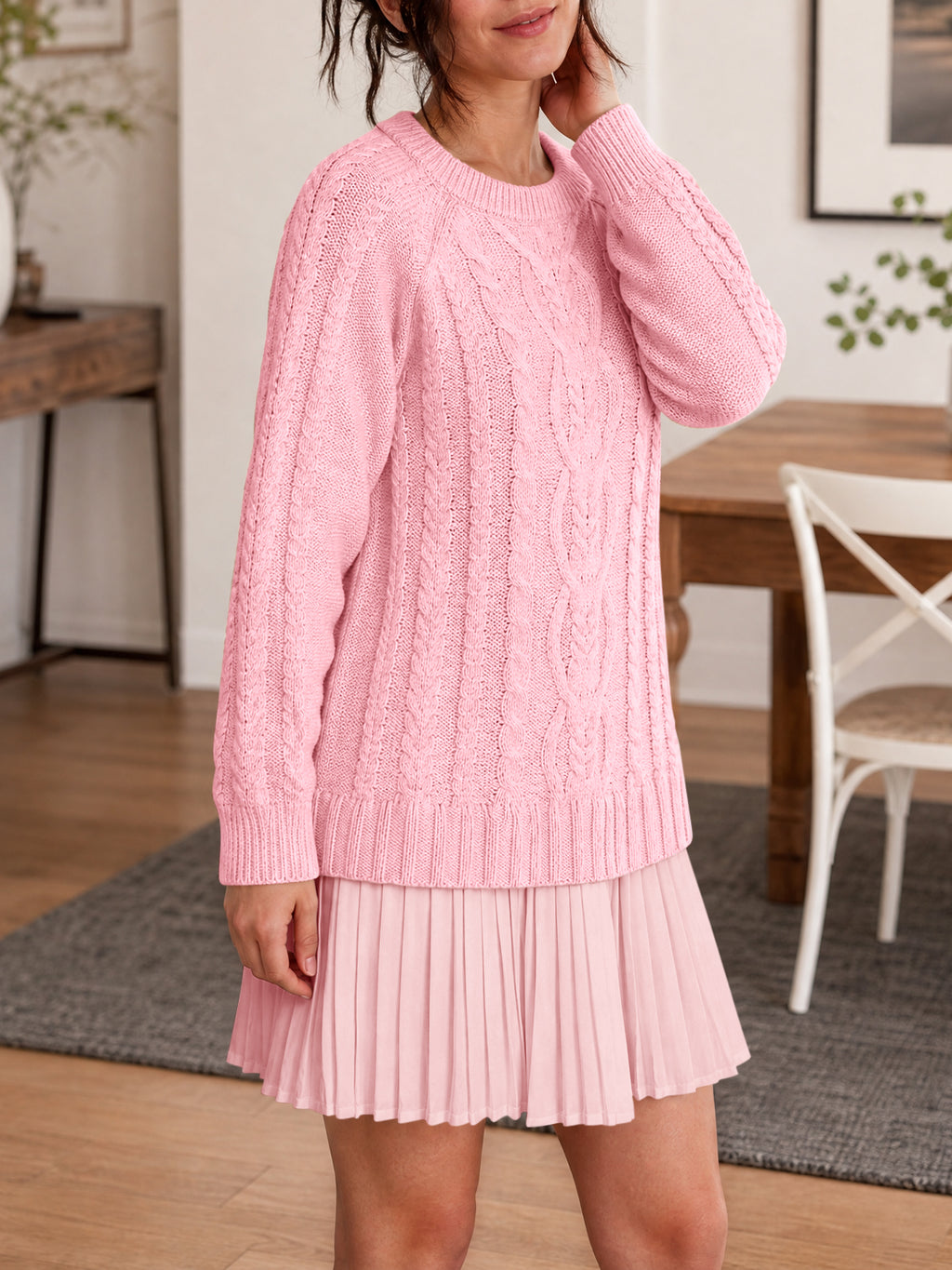 Saodimallsu Women Cable Knit Sweater Dress