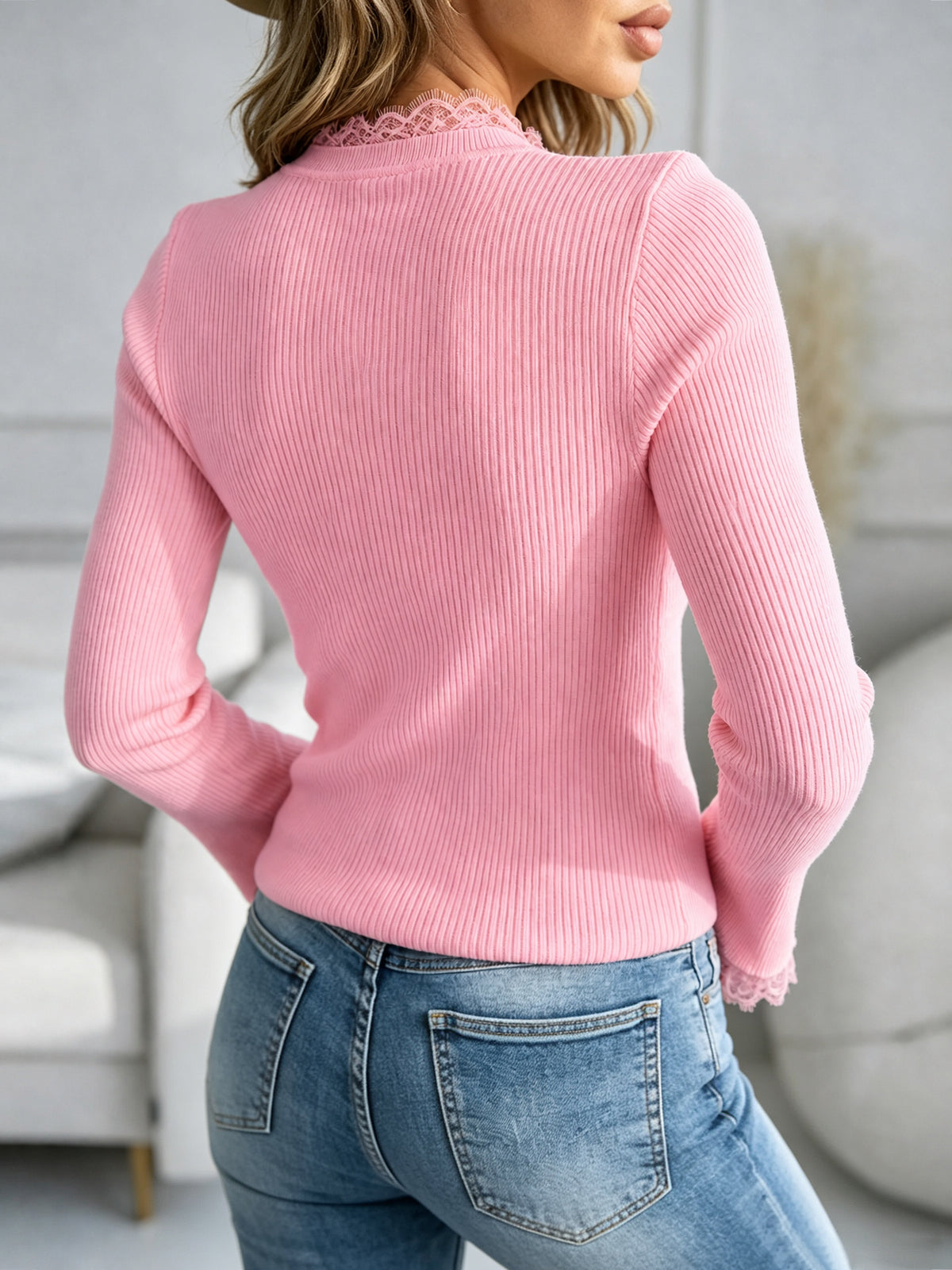 Saodimallsu Women  Crew Neck Ribbed Knit Sweater