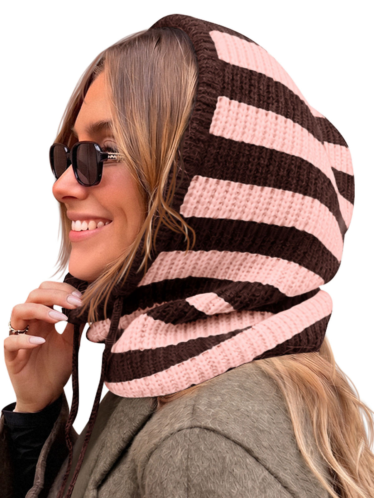 Saodimallsu Women Knit Balaclava Drawstring