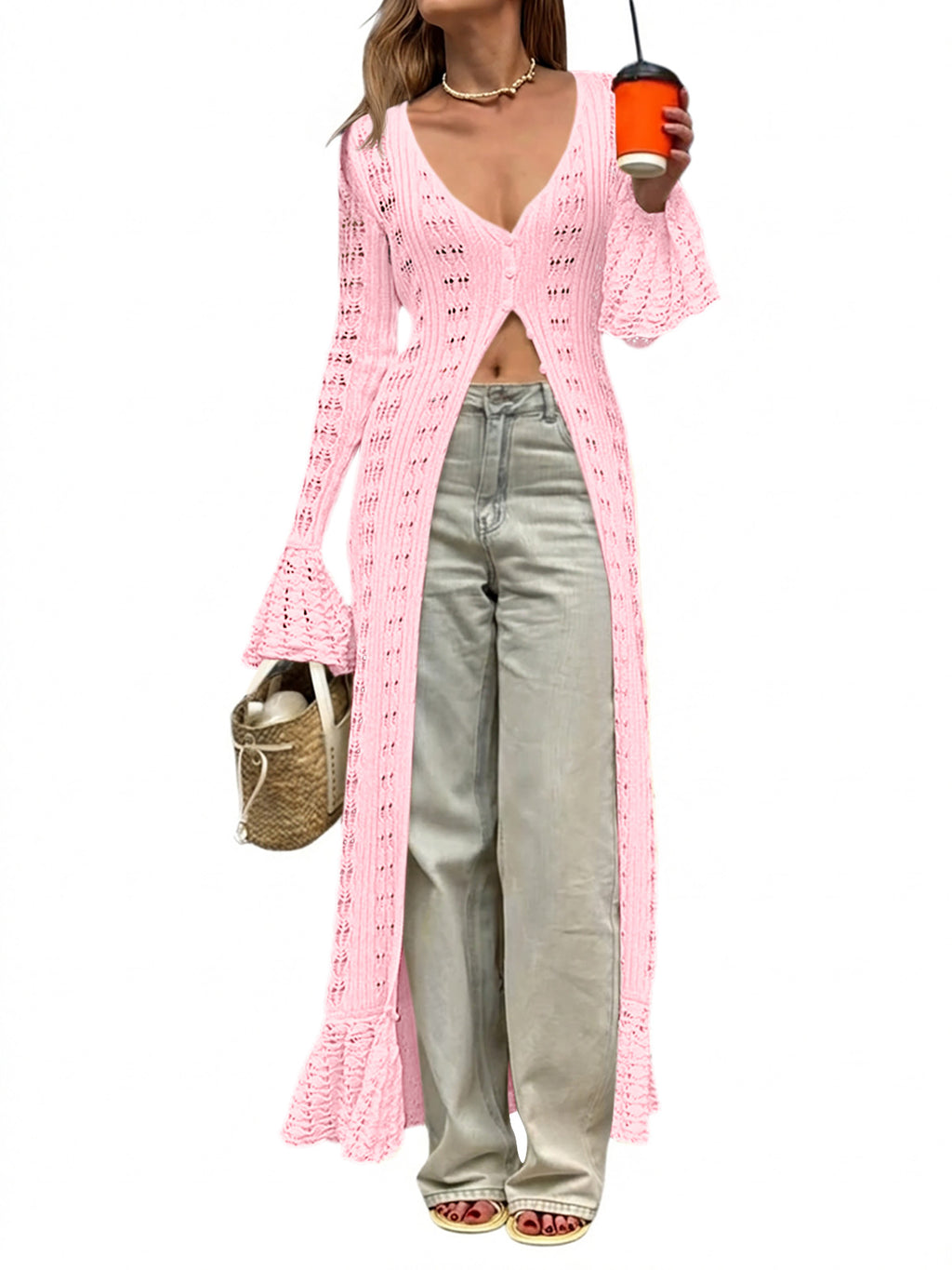Saodimallsu Womens Boho Crochet Cardigan