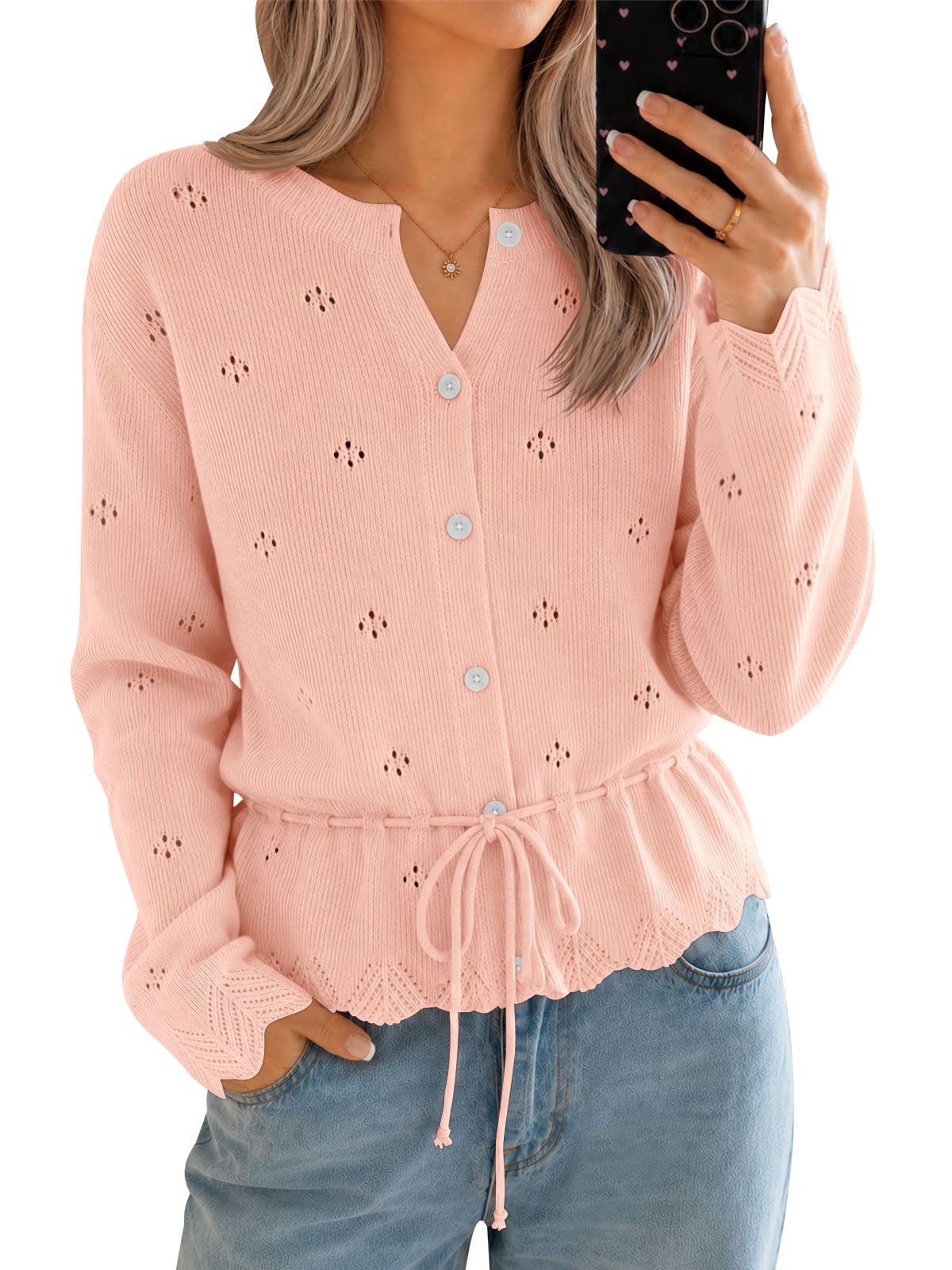 Saodimallsu Women Crochet Cardigan Sweater
