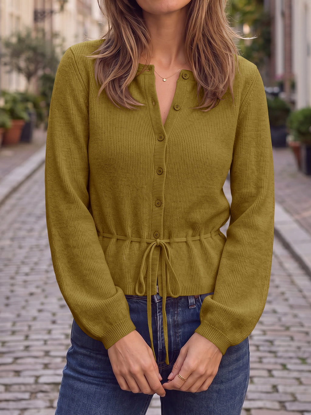 Saodimallsu Women Cropped Button Up Cardigan