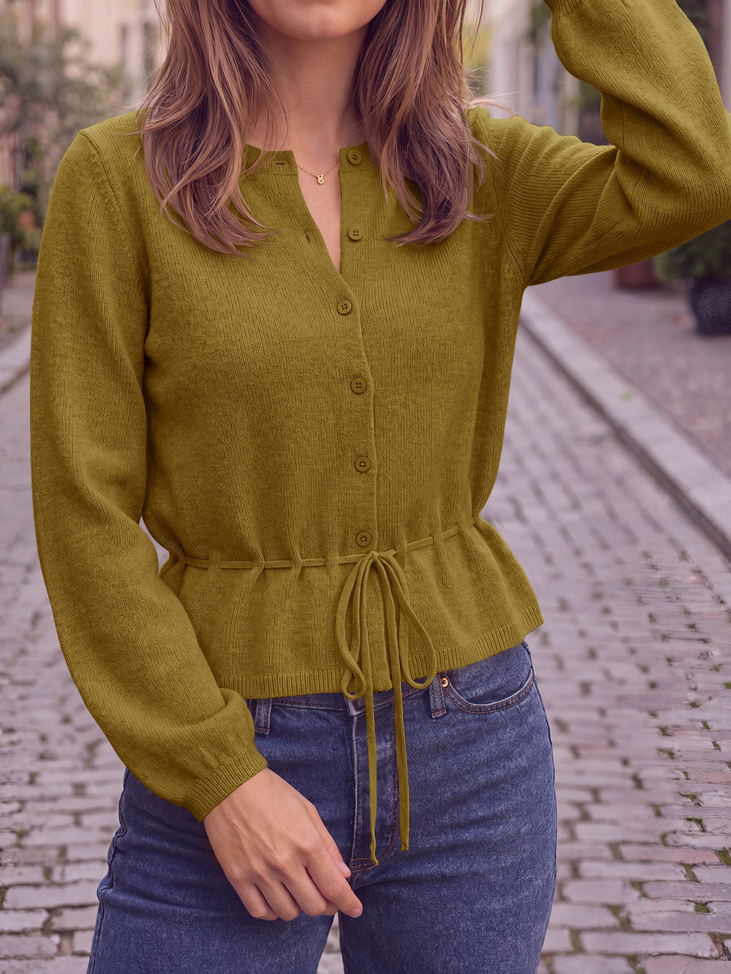 Saodimallsu Women Cropped Button Up Cardigan