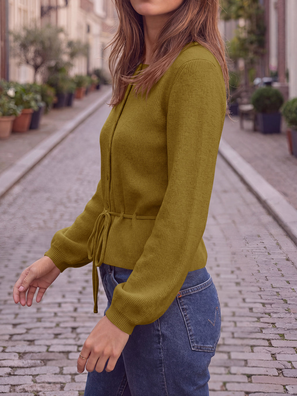 Saodimallsu Women Cropped Button Up Cardigan