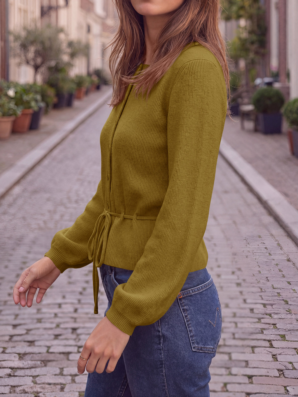 Saodimallsu Women Cropped Button Up Cardigan