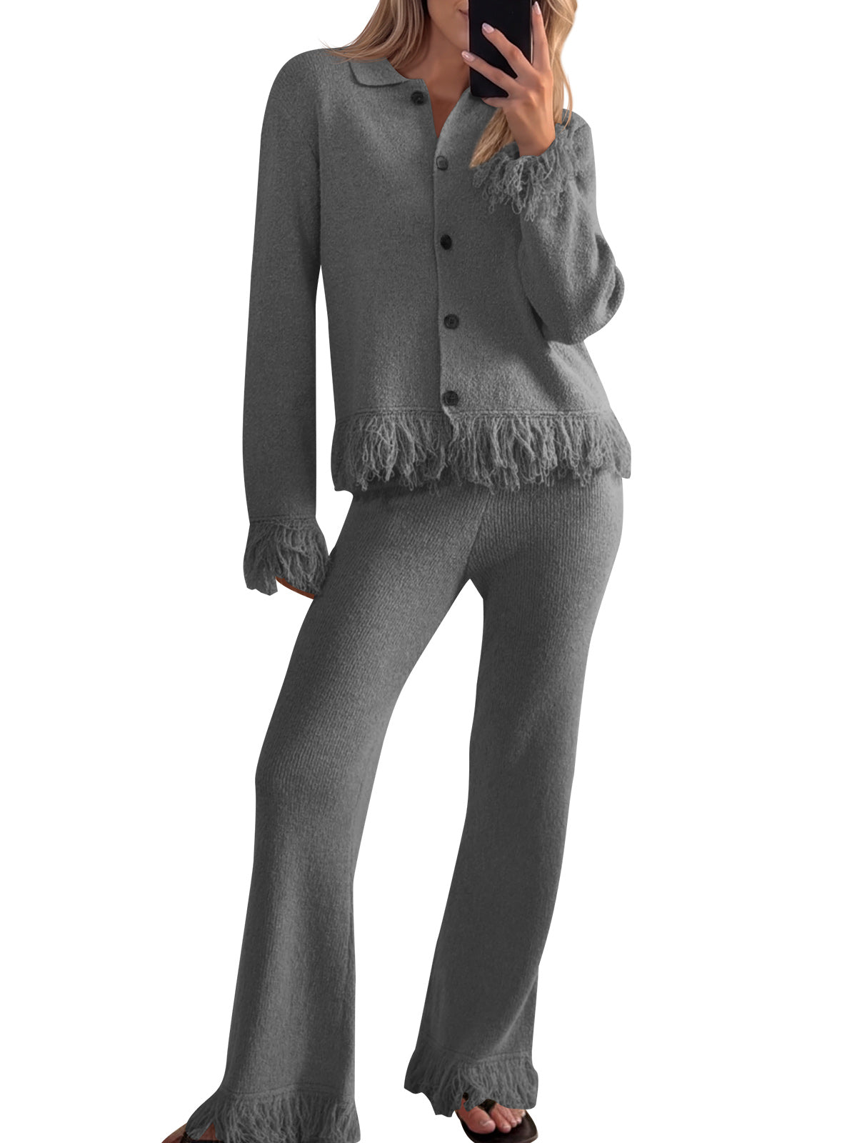 Saodimallsu Womens Fringe Sweater Sets