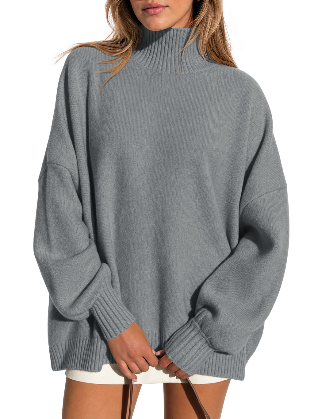 Saodimallsu Womens Mock Neck Oversized Sweater