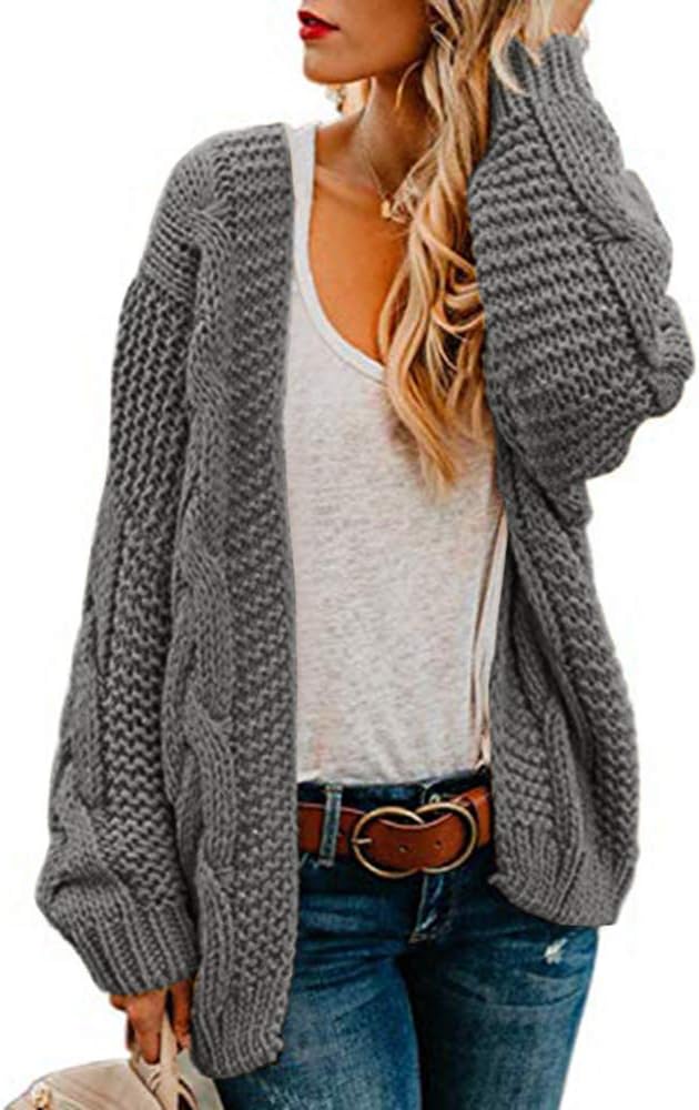 Saodimallsu Women Oversized Chunky Cable Knit Cardigan