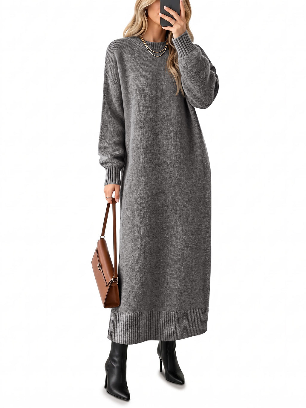 Saodimallsu Women Long Sleeve Maxi Sweater Dress