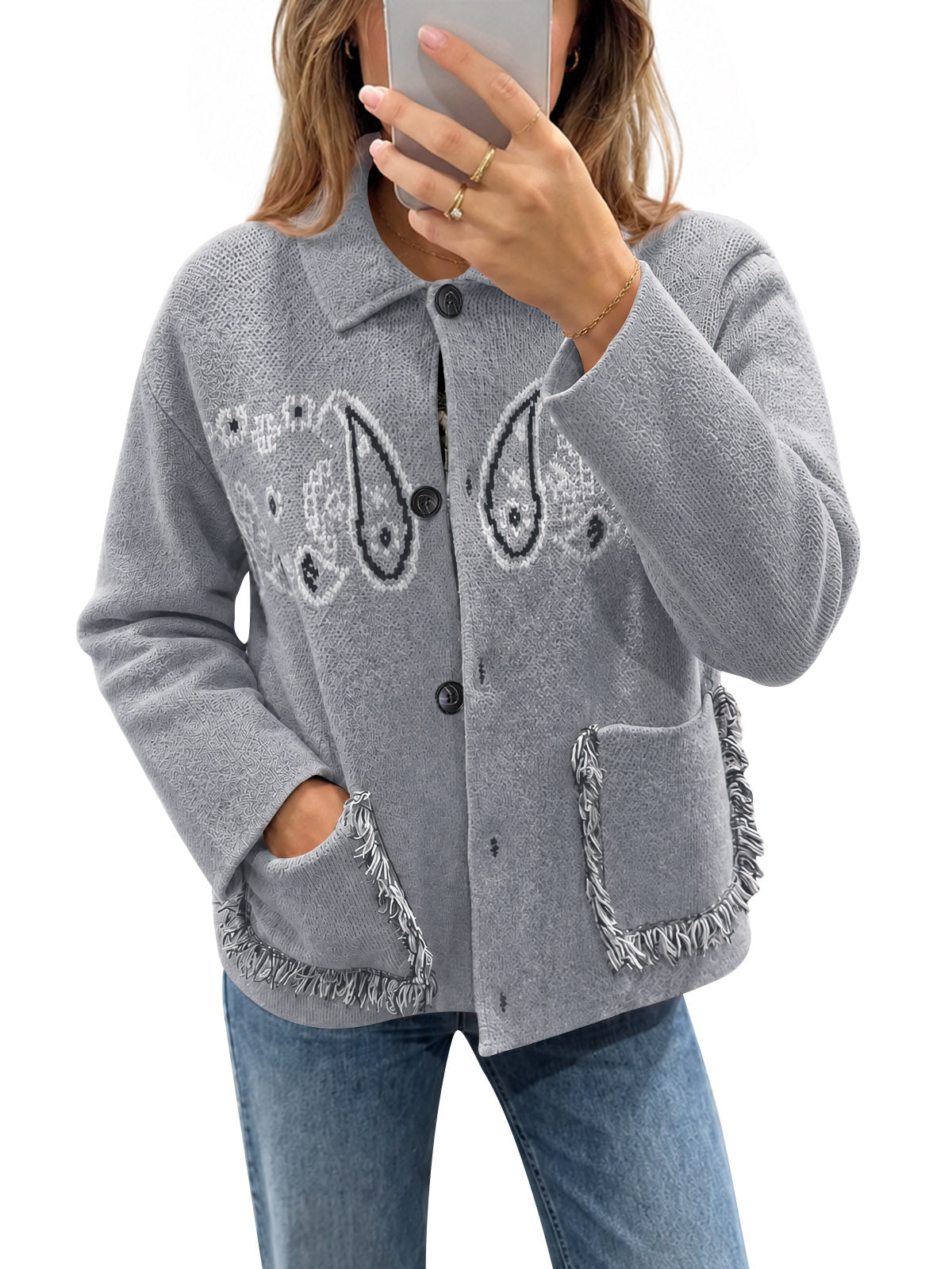 Saodimallsu Womens Boho Fringe Cardigan