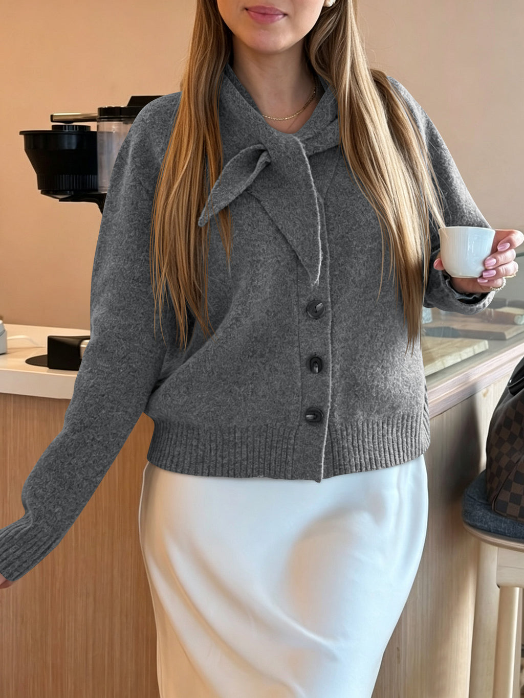 Saodimallsu Women Button Up Knit Cardigan