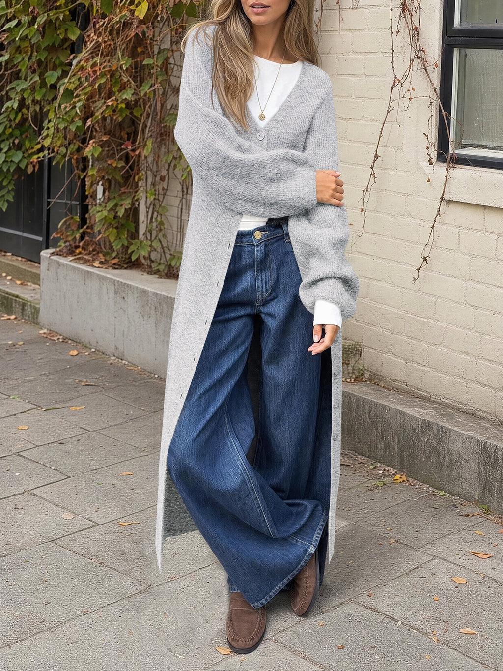 Saodimallsu Womens Oversized Long Button Up Cardigan