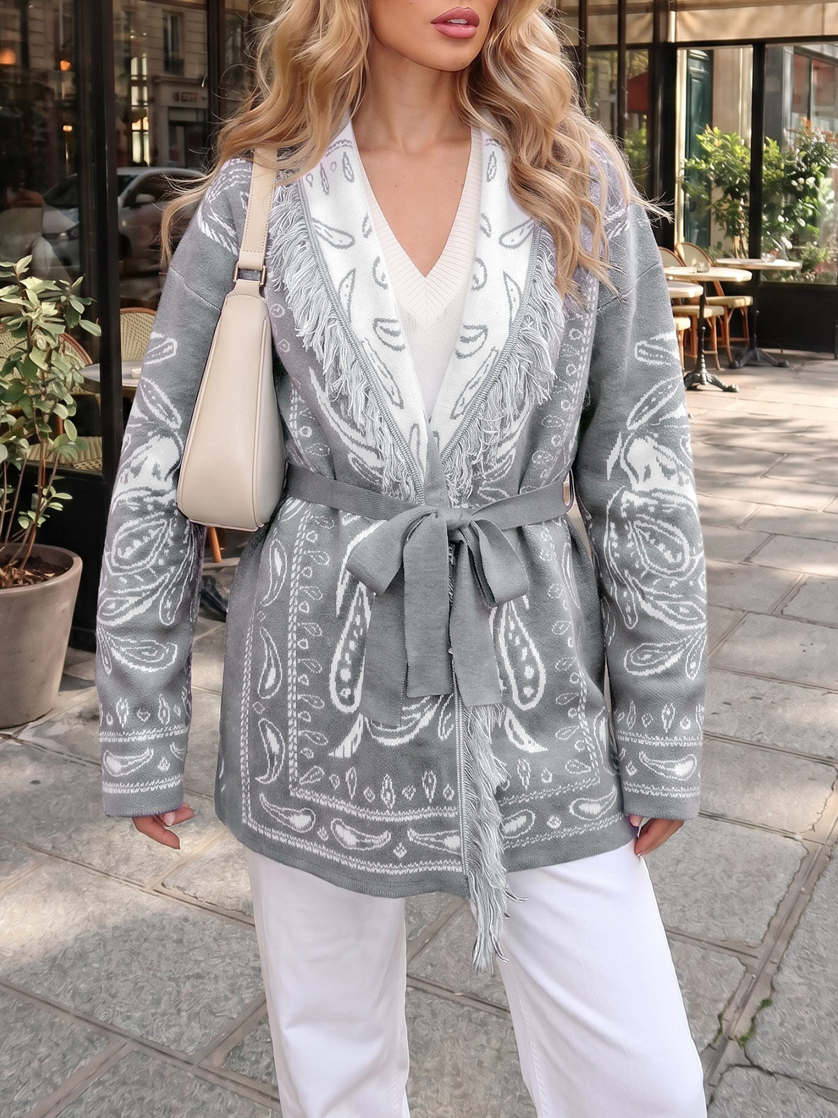 Saodimallsu Womens Tassel Knit Cardigan