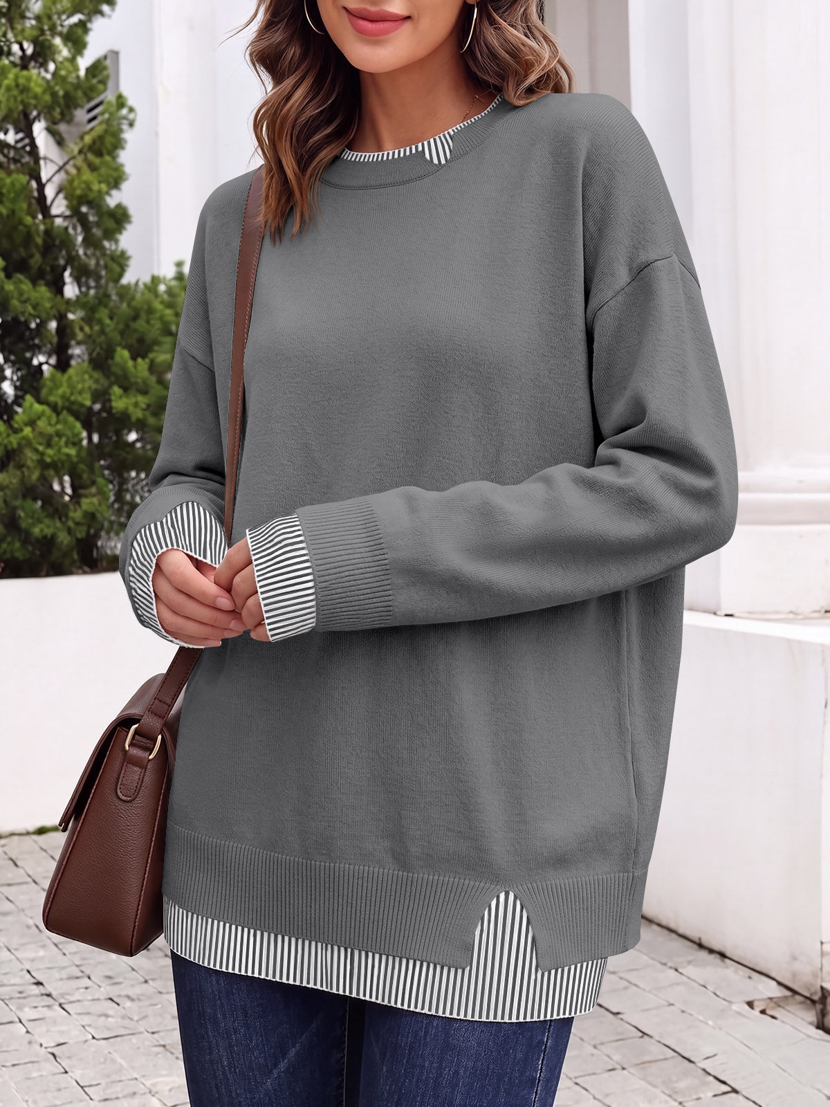 Saodimallsu Womens Crewneck Long Sleeve Sweater