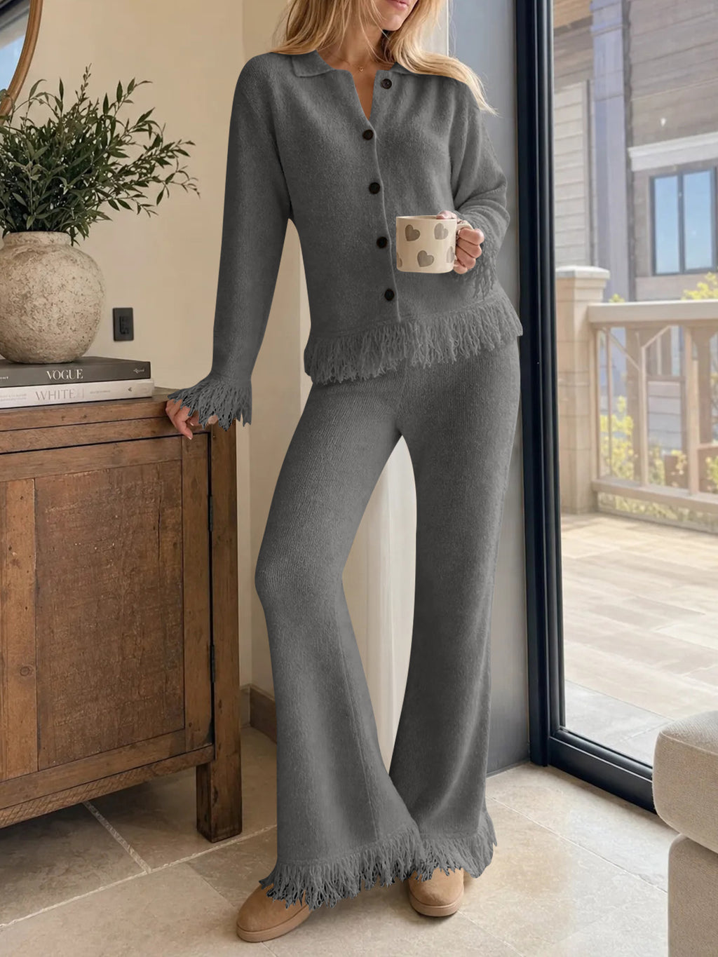 Saodimallsu Womens Fringe Sweater Sets