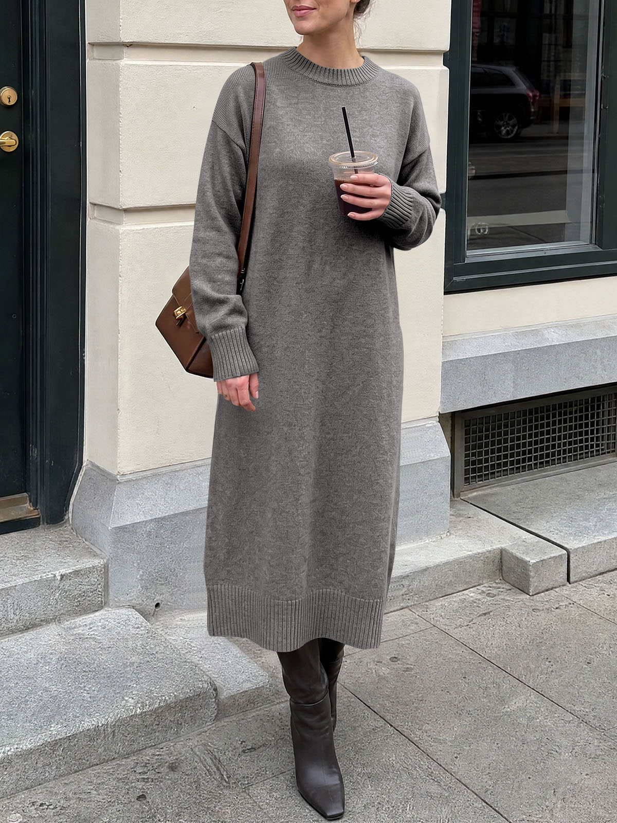Saodimallsu Women Long Sleeve Maxi Sweater Dress