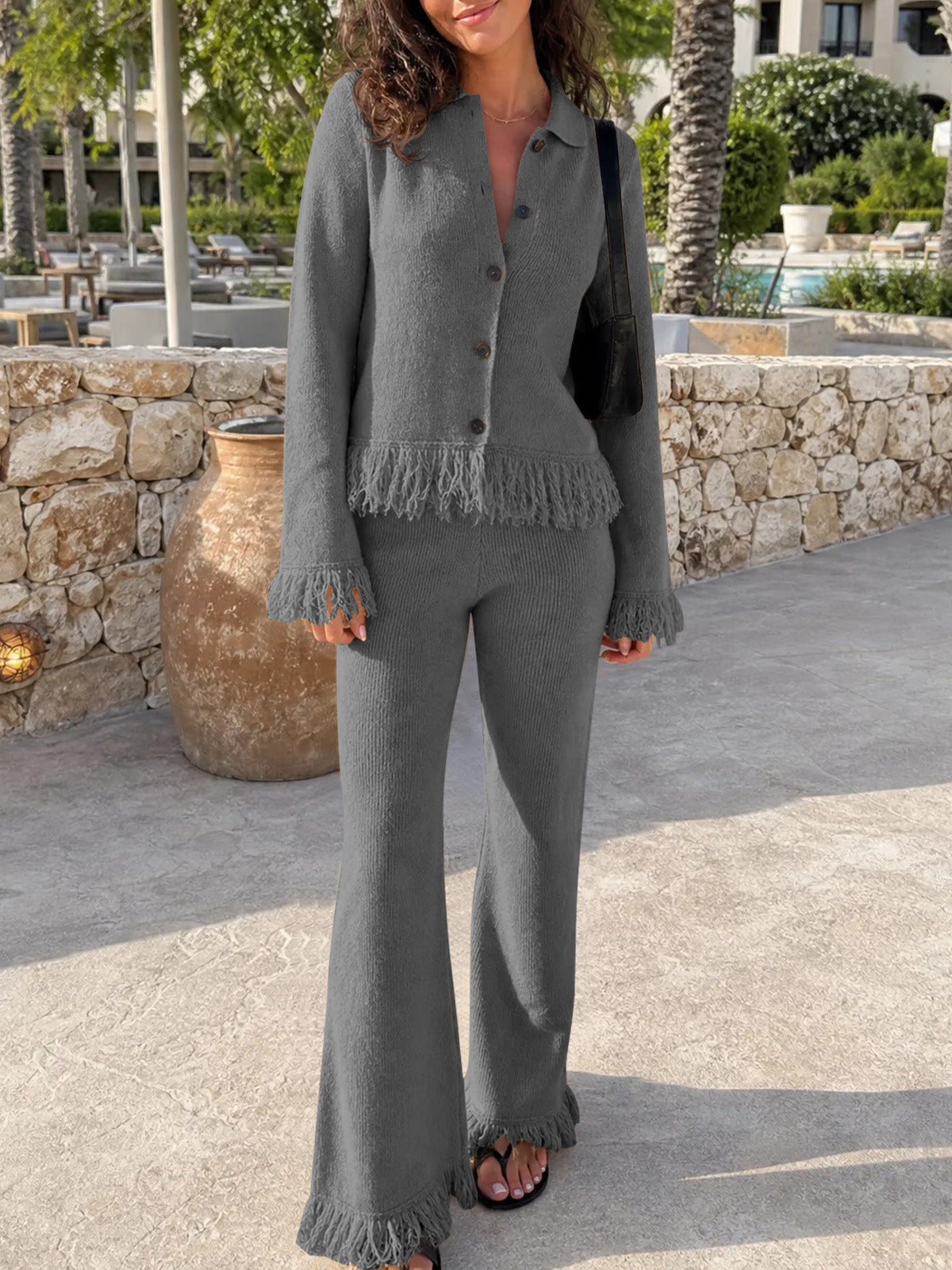 Saodimallsu Womens Fringe Sweater Sets