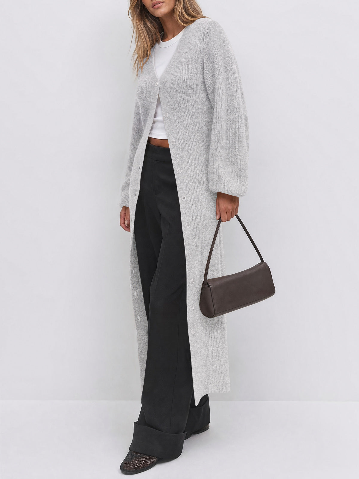 Saodimallsu Womens Oversized Long Button Up Cardigan