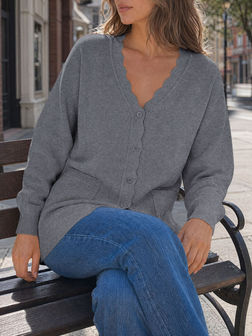 Saodimallsu Womens Oversized V Neck  Cardigan