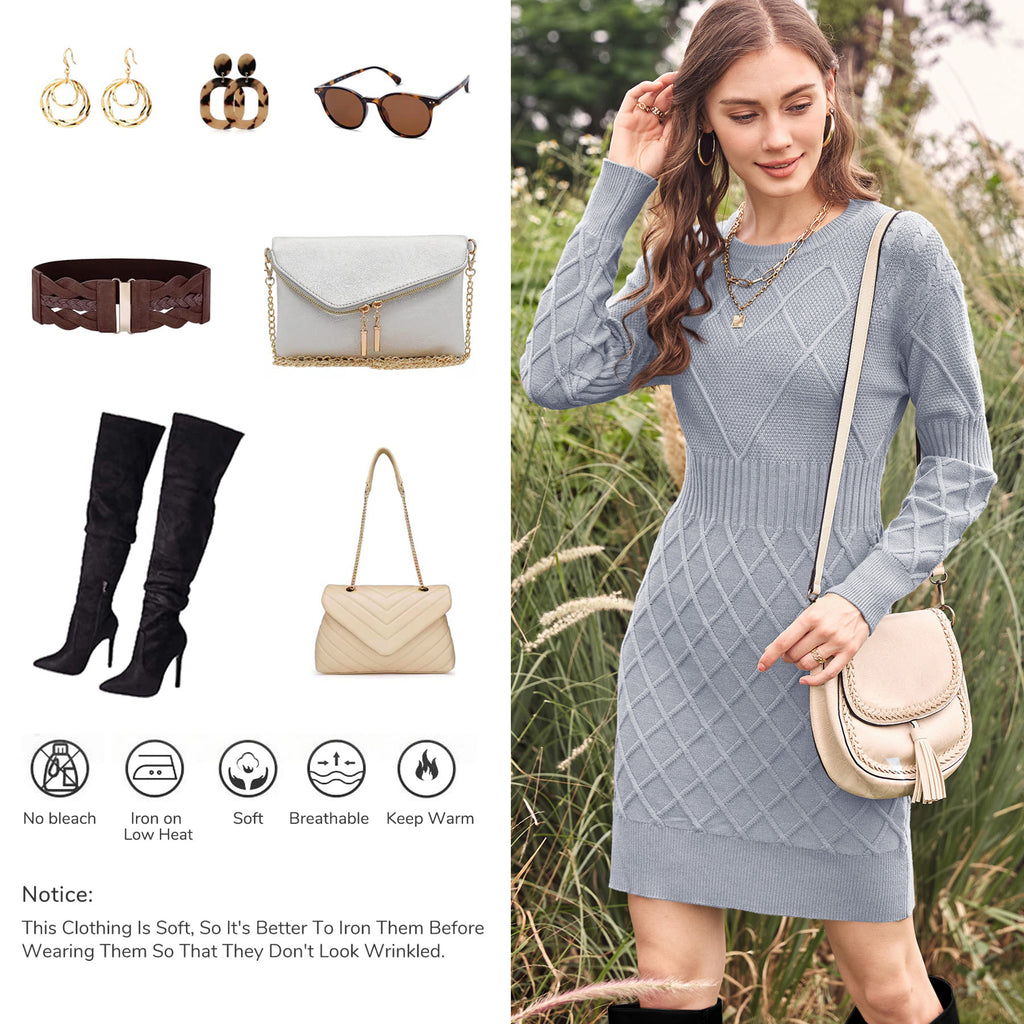 Saodimallsu Womens Bodycon Mini Sweater Dress